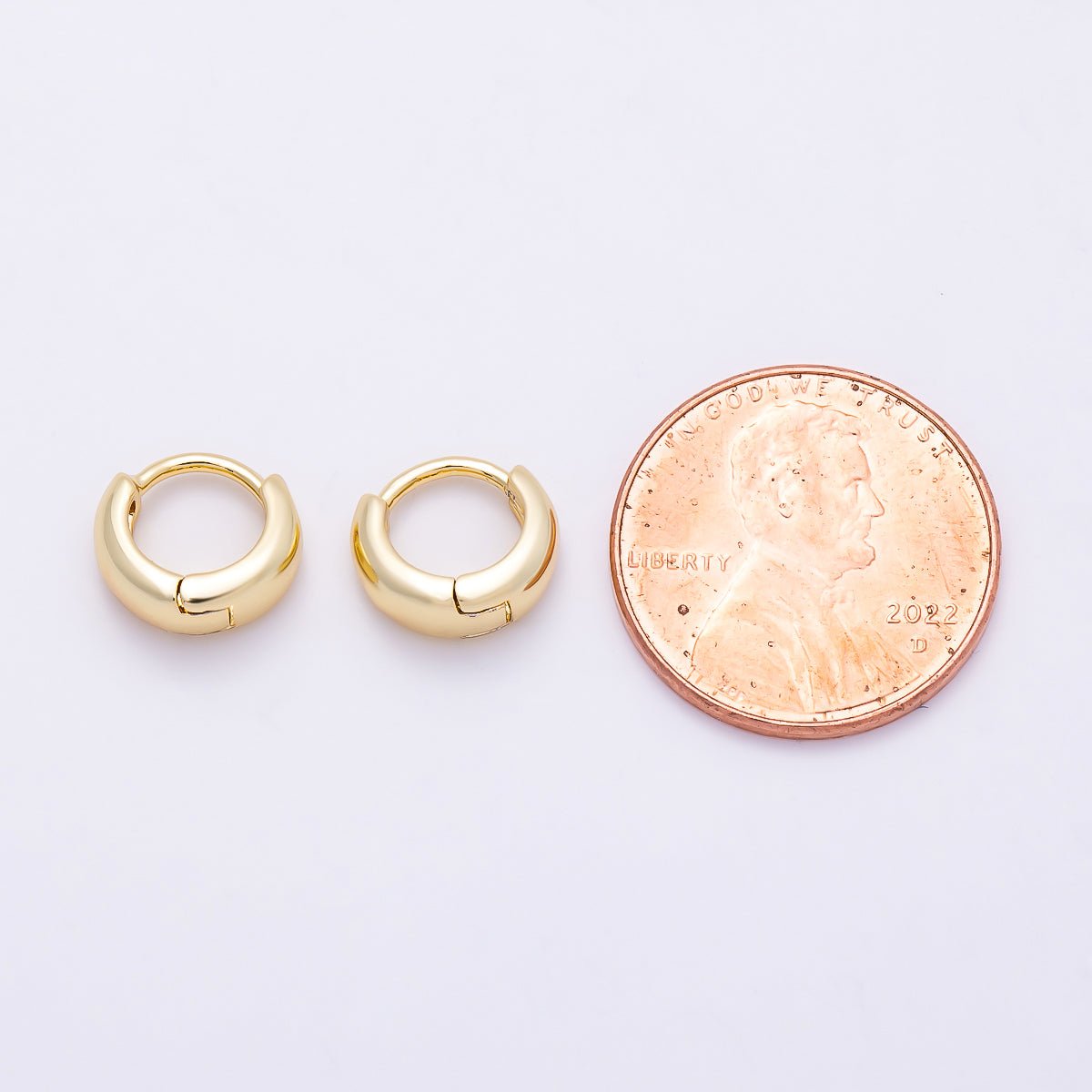 16K Gold Filled 10mm Dome Minimalist Huggie Hoop | Earrings-00701