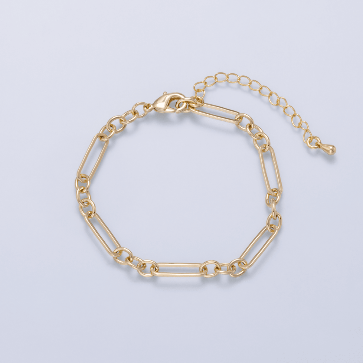 16K Gold Filled 5mm Minimalist Paperclip Chain 6.5 Inch Bracelet | WA-04625