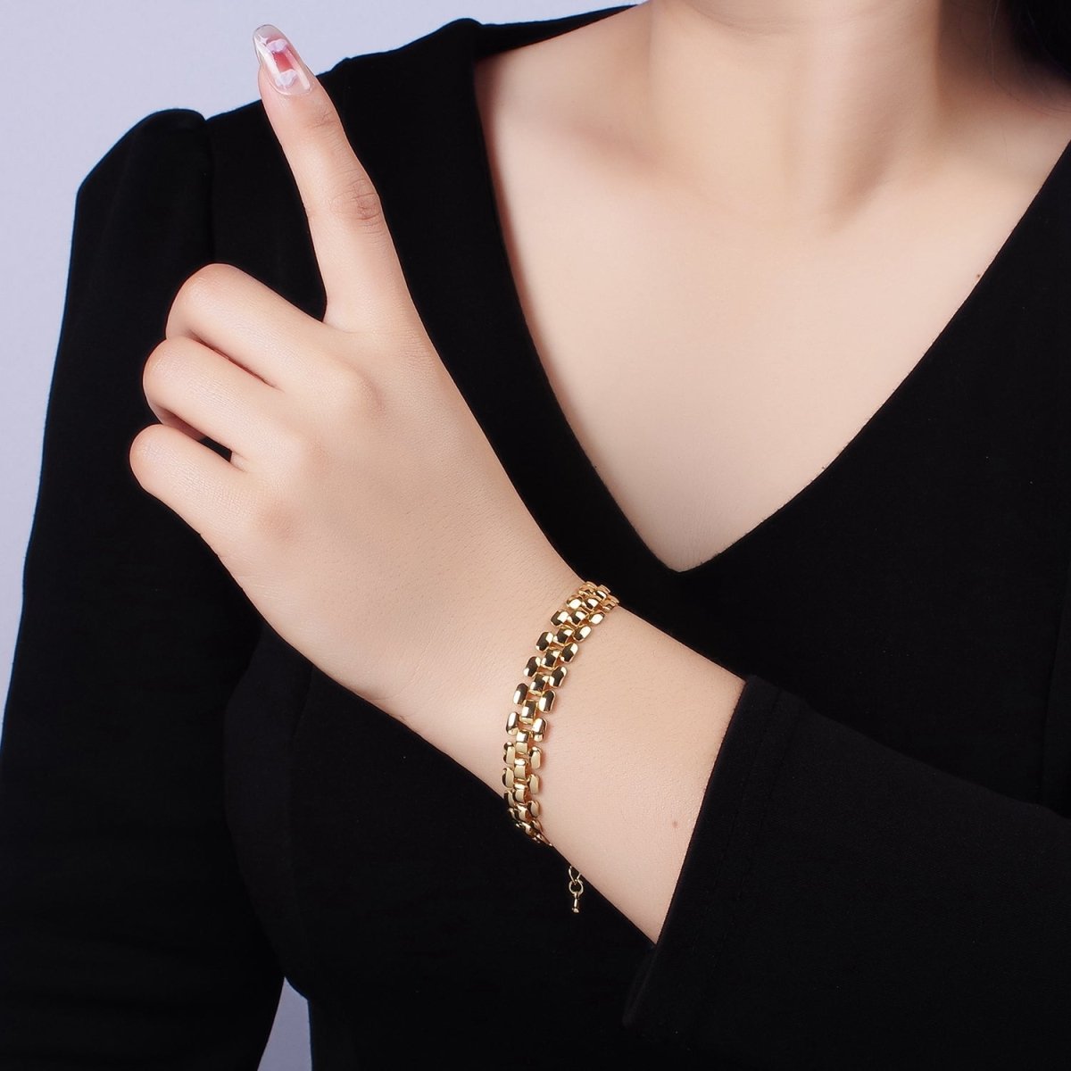 14K Gold Filled 9.3mm Panther Chain Bracelet w. Extender | WA-2475