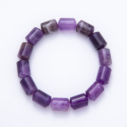 16K Gold Filled 10mm Clear Quartz, Amethyst, Aventurine, Rose Quartz, Tiger Eye Tube Gemstone Stretch Bracelet | WA-02243 ~ WA-02296