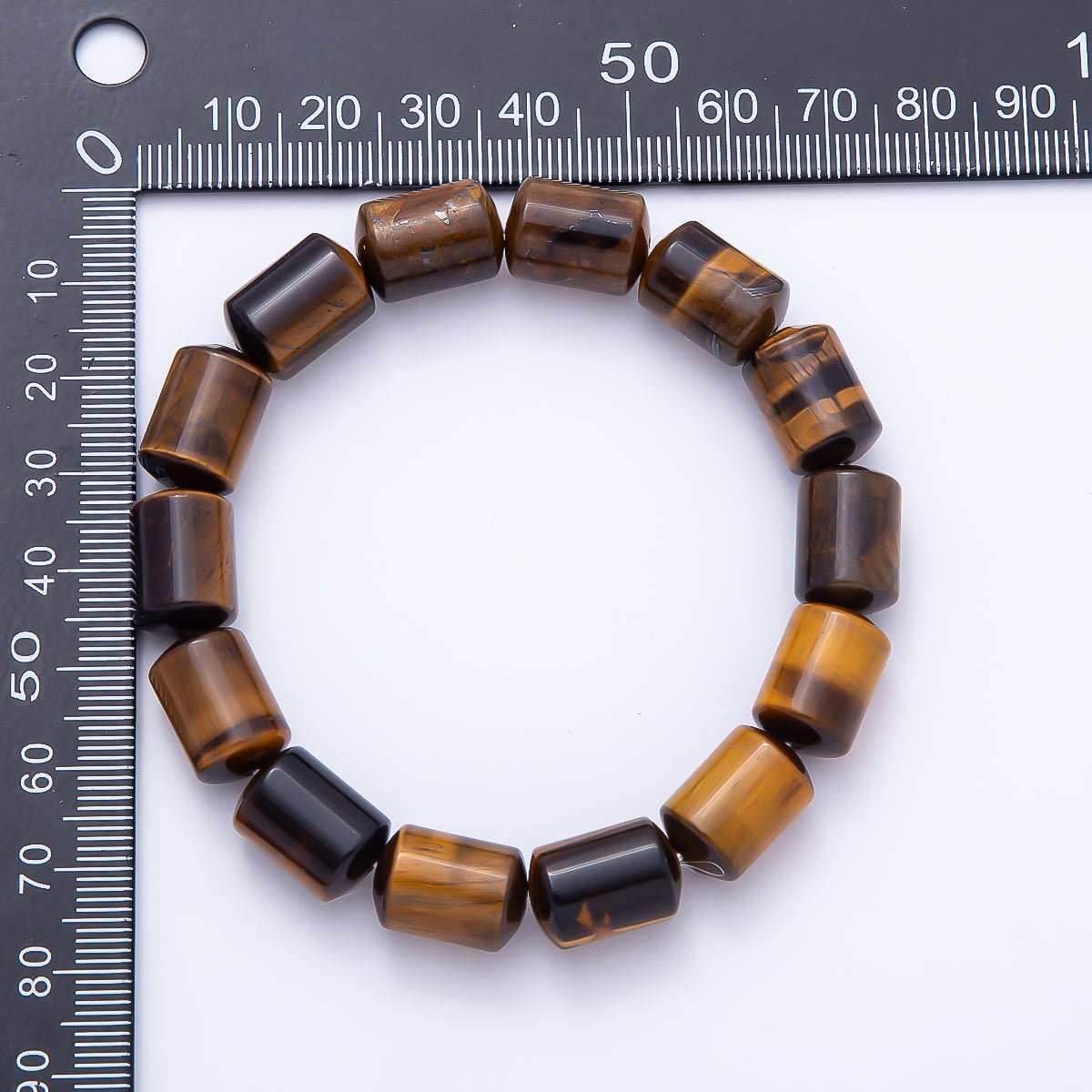 16K Gold Filled 10mm Clear Quartz, Amethyst, Aventurine, Rose Quartz, Tiger Eye Tube Gemstone Stretch Bracelet | WA-02243 ~ WA-02296