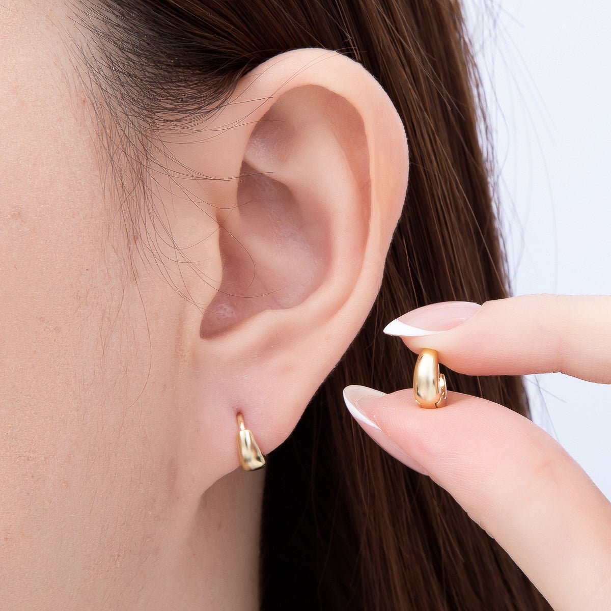 16K Gold Filled 10mm Dome Minimalist Huggie Hoop | Earrings-00701