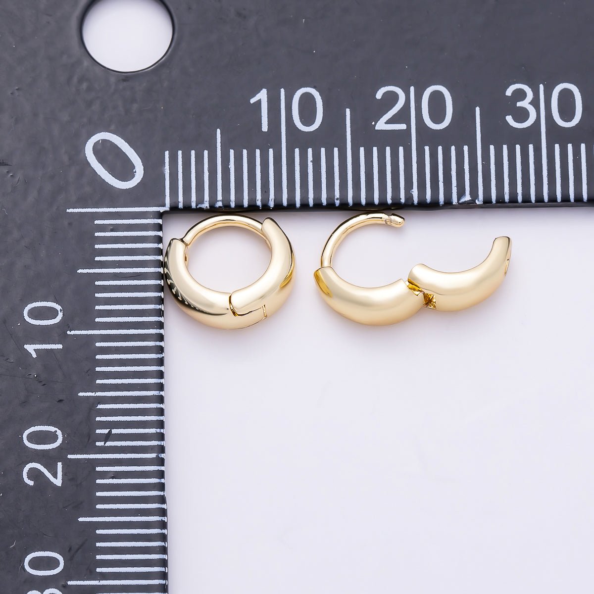 16K Gold Filled 10mm Dome Minimalist Huggie Hoop | Earrings-00701