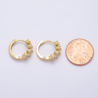 16K Gold Filled 14mm Clear CZ Baguette Cartilage Huggie | Earrings-00722