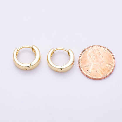 16K Gold Filled 14mm Clear Oval CZ Minimalist Dome Oblong Huggie | Earrings-00699