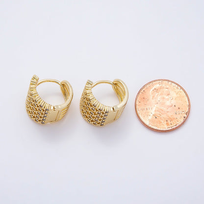16K Gold Filled 15mm Micro Paved CZ Multiple Band Claw Cartilage Huggie | Earrings-00721