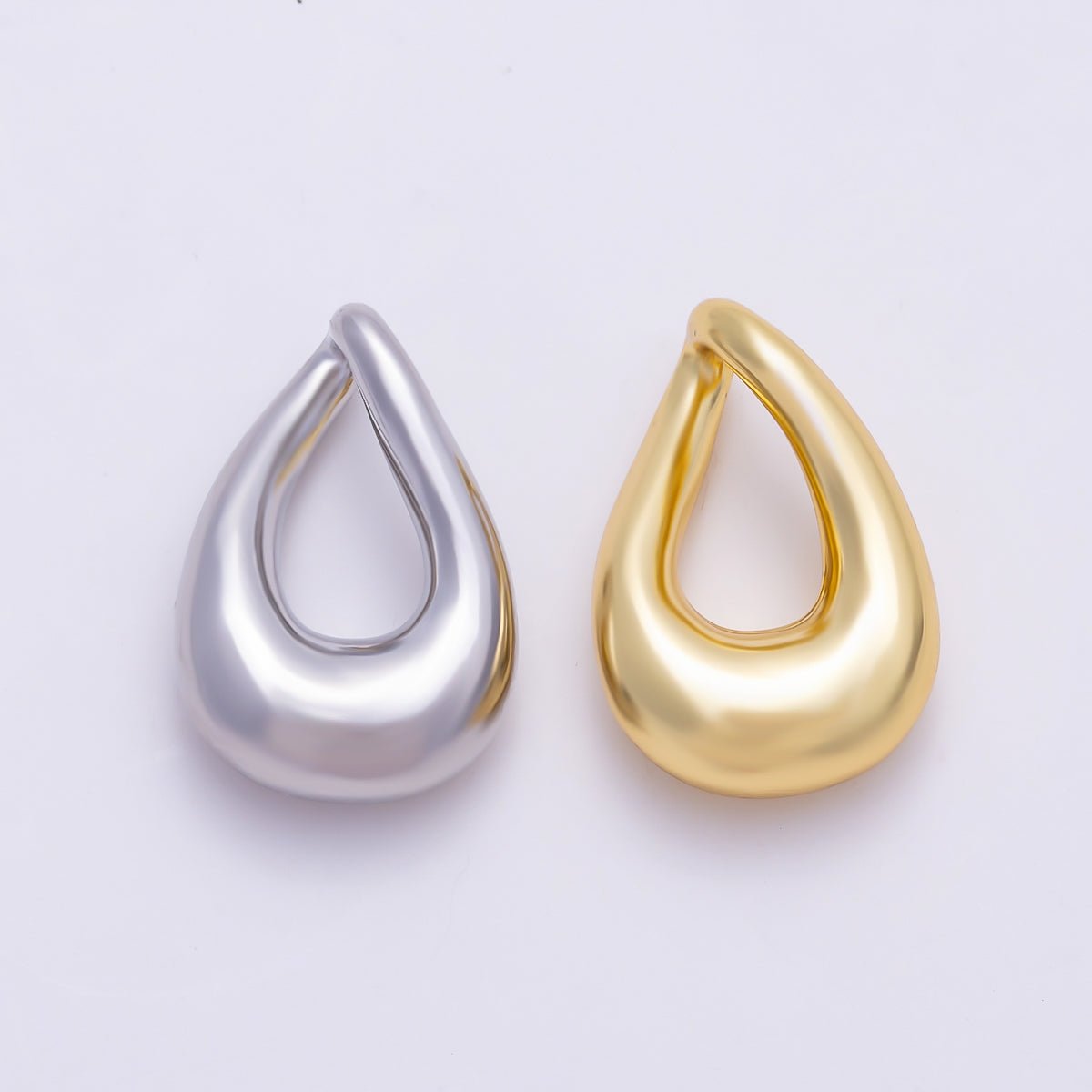 16K Gold Filled 17.7mm Minimalist Chubby Teardrop Pendant Findings in Gold & Silver | Findings-00421 Findings-00422