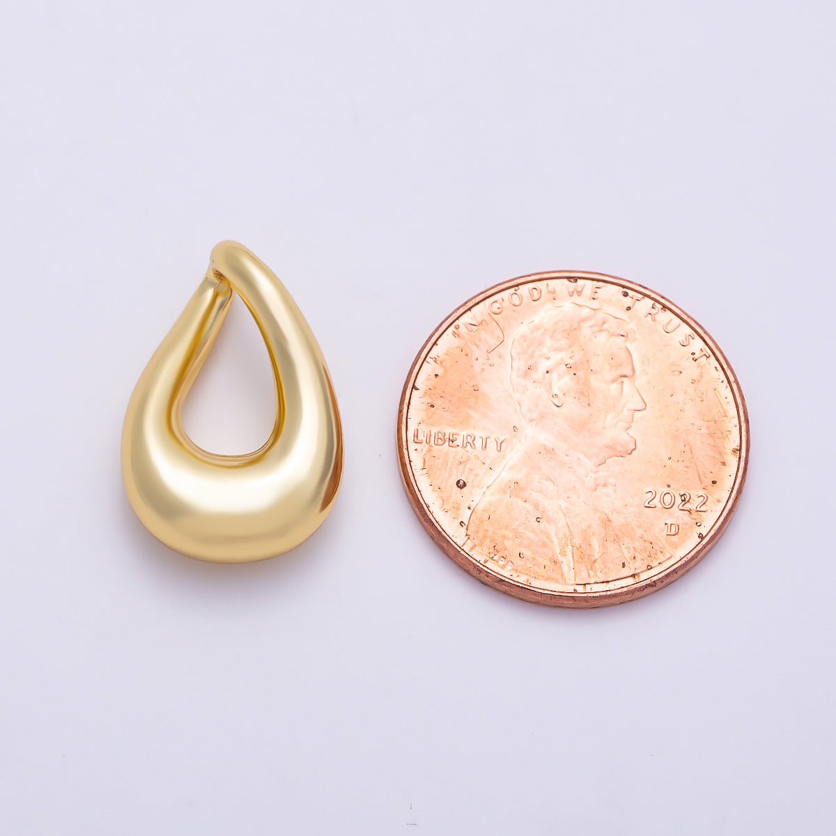 16K Gold Filled 17.7mm Minimalist Chubby Teardrop Pendant Findings in Gold & Silver | Findings-00421 Findings-00422