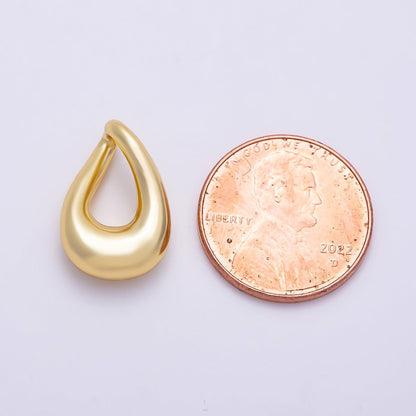 16K Gold Filled 17.7mm Minimalist Chubby Teardrop Pendant Findings in Gold & Silver | Findings-00421 Findings-00422