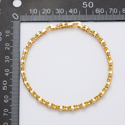 16K Gold Filled 2.5mm 5mm Clear CZ Round Bezel Tennis Chain 7 Inch Adjustable Bracelet | WA-04271