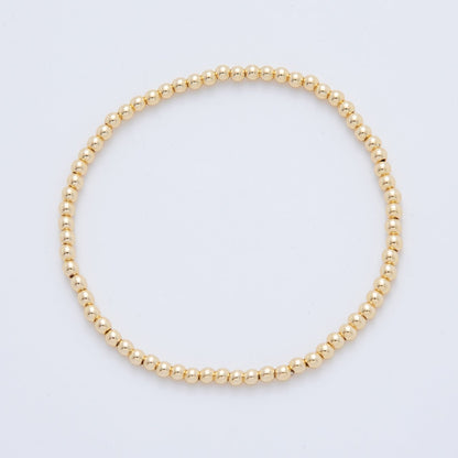 16K Gold Filled 3mm Minimalist Round Ball Stretch Bracelet | WA-04149