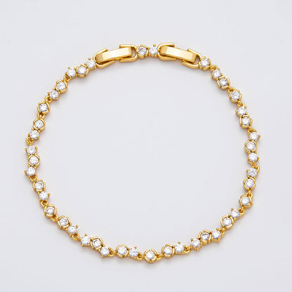 16K Gold Filled 4.2mm Clear CZ Cluster Tennis Chain 7 Inch Adjustable Bracelet | WA-04272