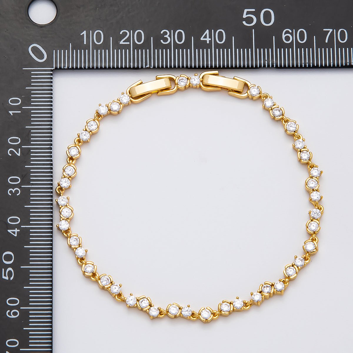 16K Gold Filled 4.2mm Clear CZ Cluster Tennis Chain 7 Inch Adjustable Bracelet | WA-04272