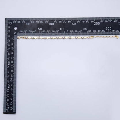16K Gold Filled 5mm Clear CZ Religious Cross 7 Inch Bracelet w. Extender | WA-04047