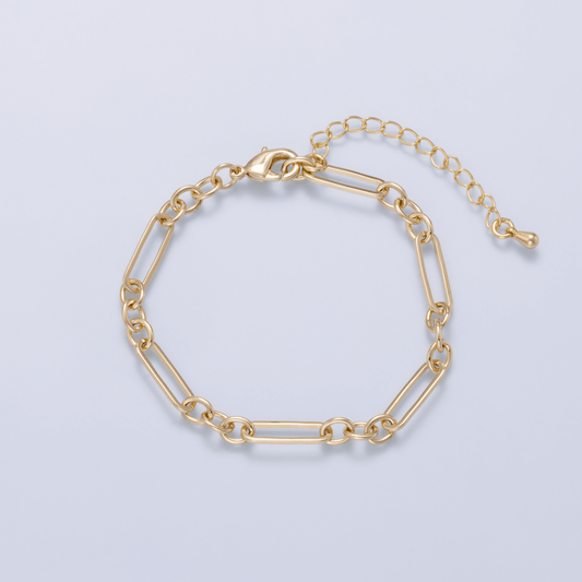 16K Gold Filled 5mm Minimalist Paperclip Chain 6.5 Inch Bracelet | WA-04625
