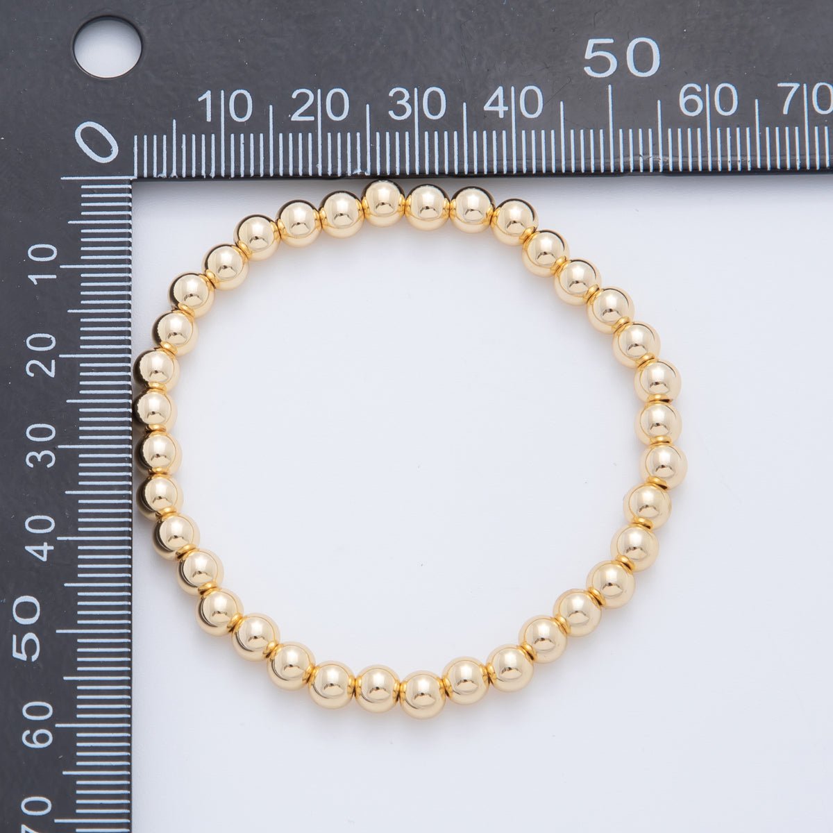 16K Gold Filled 5mm Minimalist Round Ball Stretch Bracelet | WA-04150