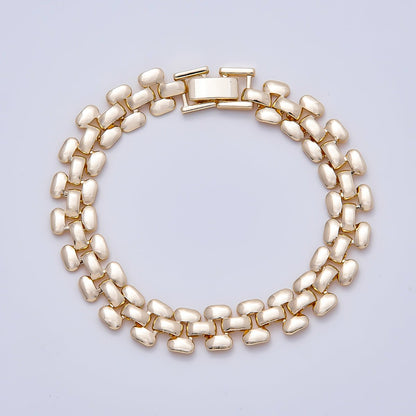16K Gold Filled 9mm Minimalist Panther Chain Statement 7 Inch Bracelet | WA-04630