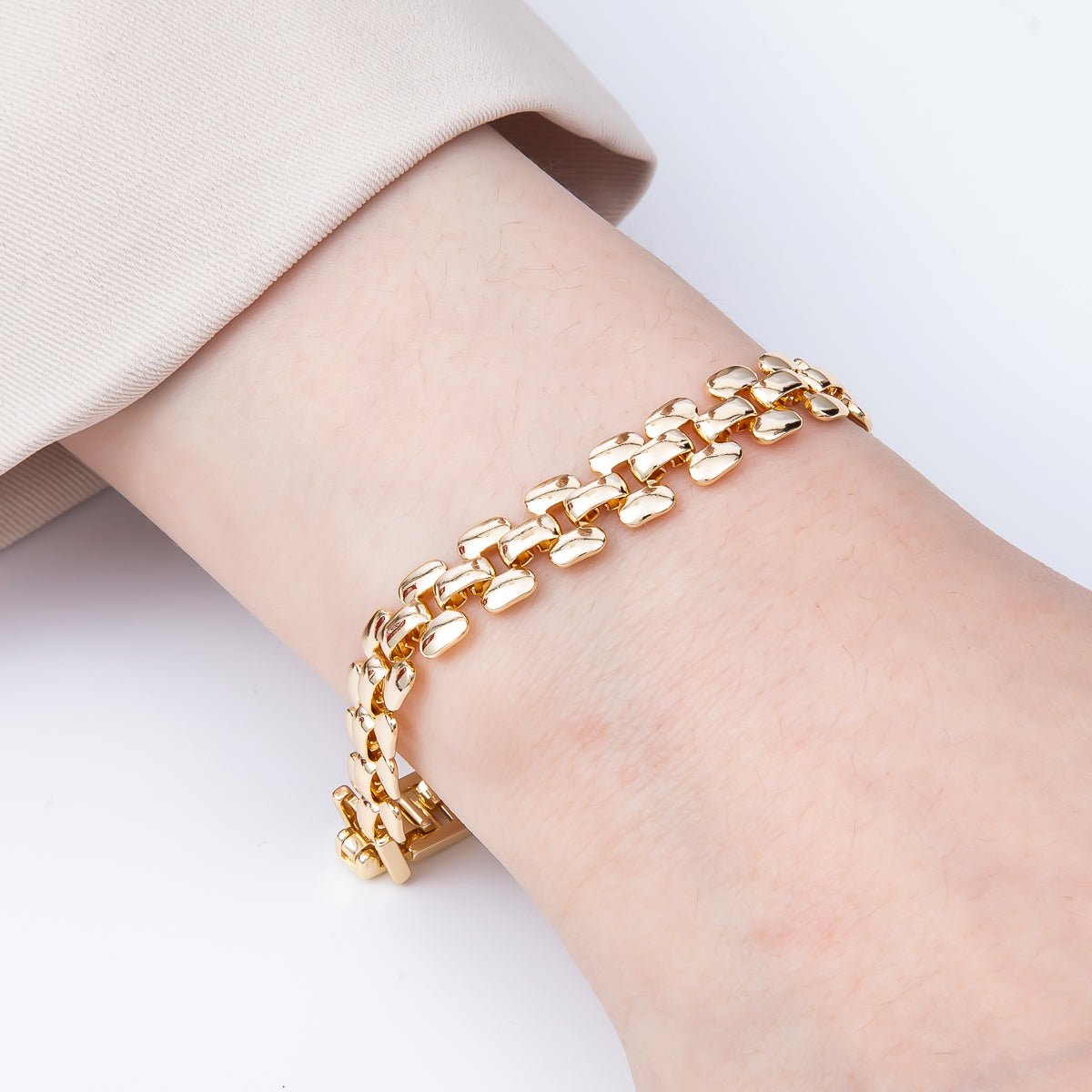 16K Gold Filled 9mm Minimalist Panther Chain Statement 7 Inch Bracelet | WA-04630