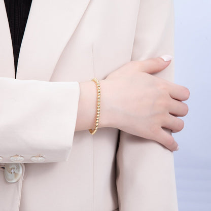 18K Gold Filled 4mm Minimalist Round Ball Stretch Bracelet | WA-03948