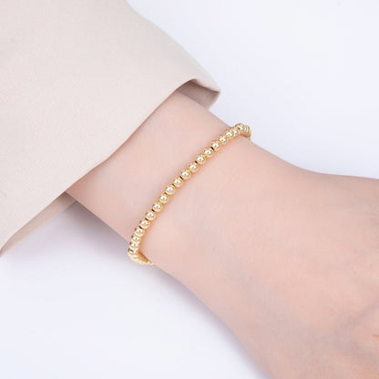 18K Gold Filled 4mm Minimalist Round Ball Stretch Bracelet | WA-03948