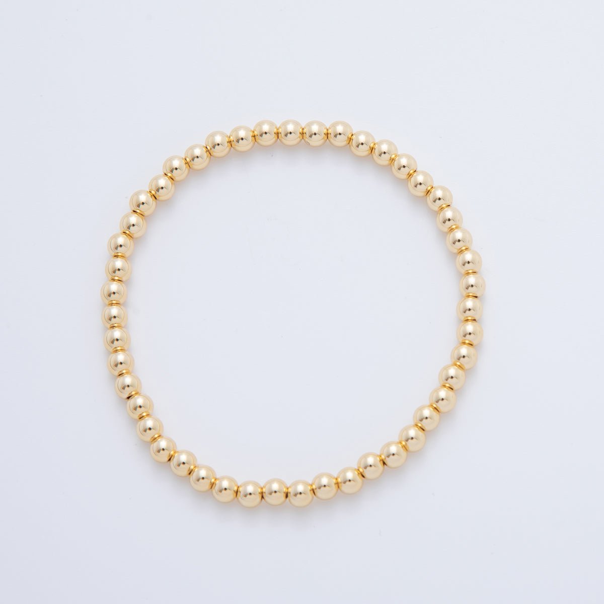 18K Gold Filled 4mm Minimalist Round Ball Stretch Bracelet | WA-03948