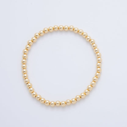 18K Gold Filled 4mm Minimalist Round Ball Stretch Bracelet | WA-03948