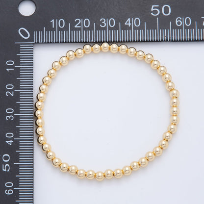 18K Gold Filled 4mm Minimalist Round Ball Stretch Bracelet | WA-03948
