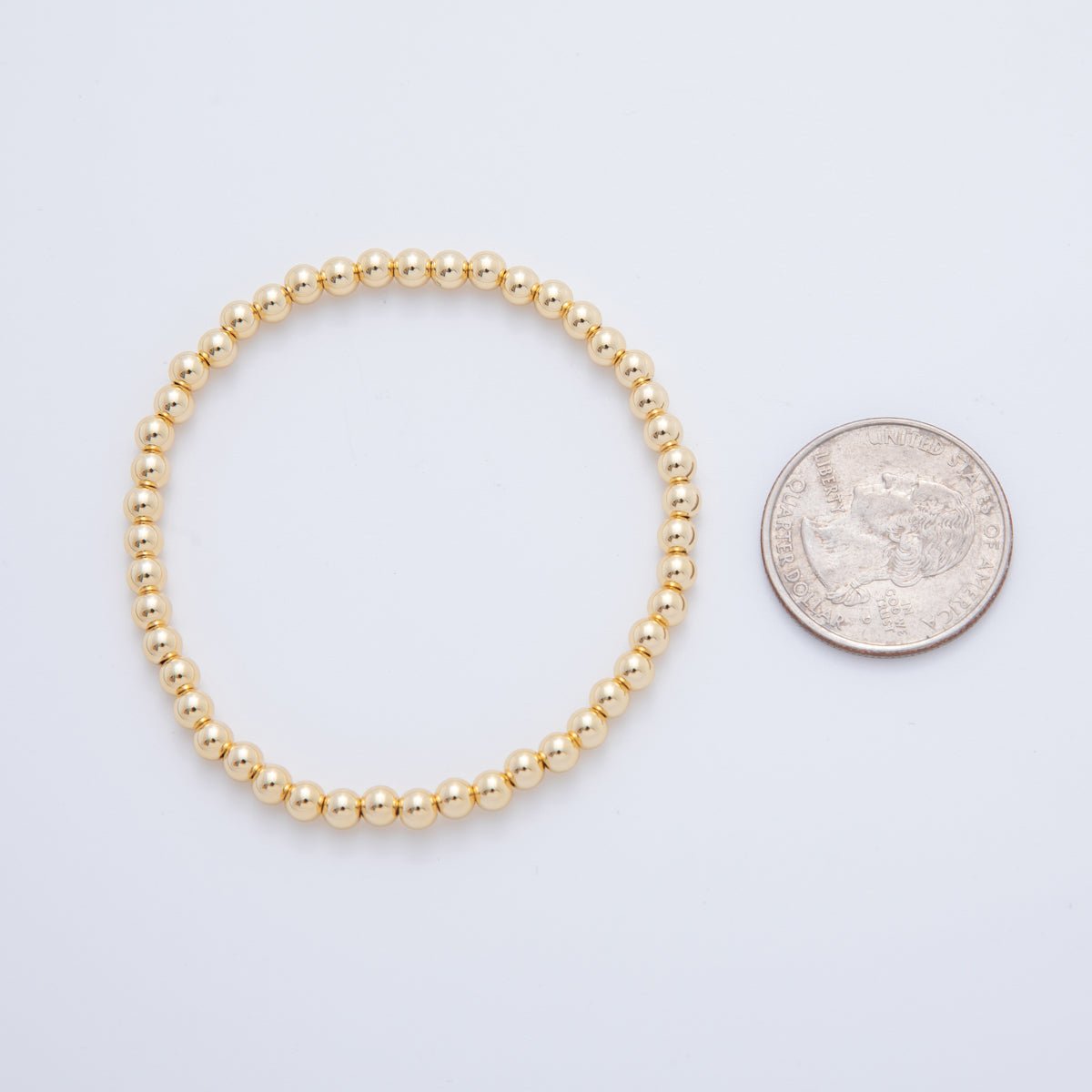 18K Gold Filled 4mm Minimalist Round Ball Stretch Bracelet | WA-03948