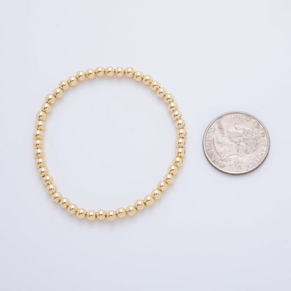 18K Gold Filled 4mm Minimalist Round Ball Stretch Bracelet | WA-03948