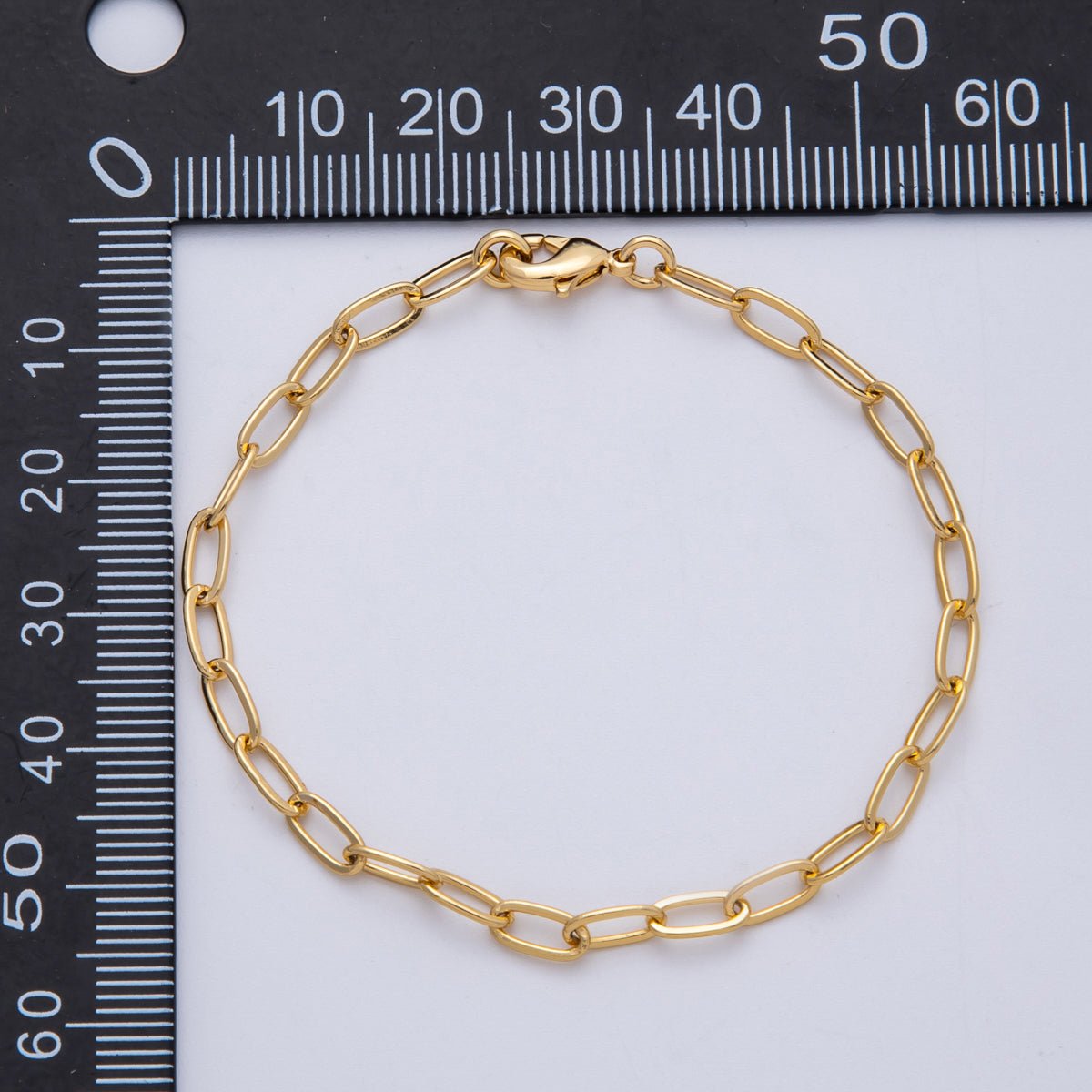 18K Gold Filled 7.4mm x 3.6mm Minimalist Paperclip Chain 6.5 Inch Bracelet | WA-04192