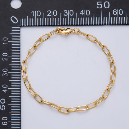 18K Gold Filled 7.4mm x 3.6mm Minimalist Paperclip Chain 6.5 Inch Bracelet | WA-04192