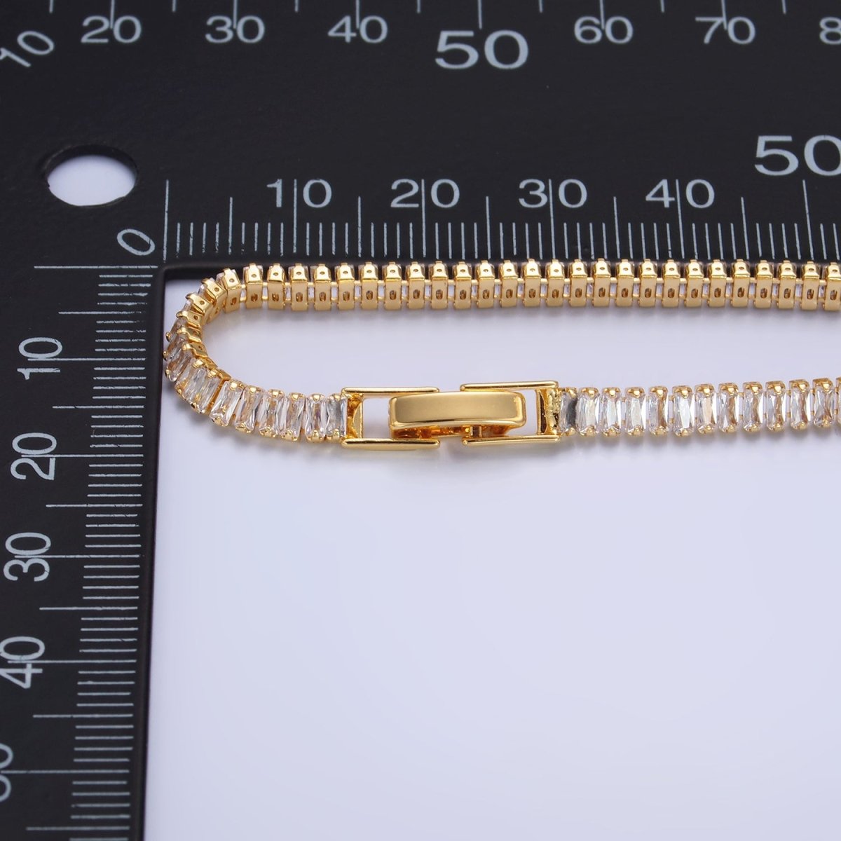 24K Gold Filled 3.5mm Clear Baguette CZ 7 Inch Tennis Bracelet | WA-2976