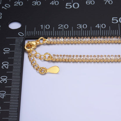 24K Gold Filled 3.5mm Clear CZ Baguette 7 Inch Tennis Bracelet | WA-2975