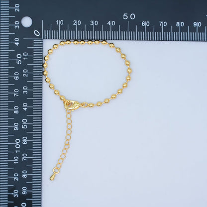 24K Gold Filled 3mm Bead Ball 7 Inch Chain Bracelet | WA-2798