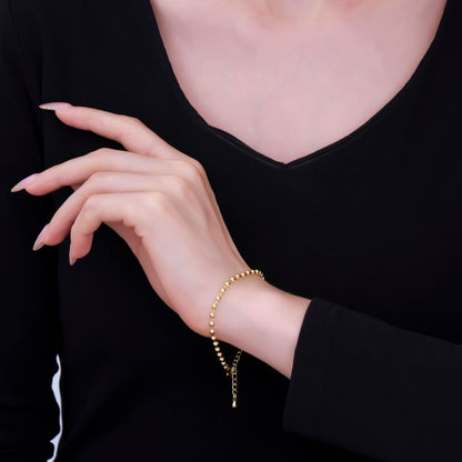 24K Gold Filled 3mm Bead Ball 7 Inch Chain Bracelet | WA-2798