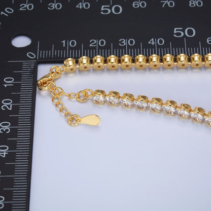 24K Gold Filled 4.5mm Clear CZ Round 7 Inch Tennis Bracelet | WA-2979