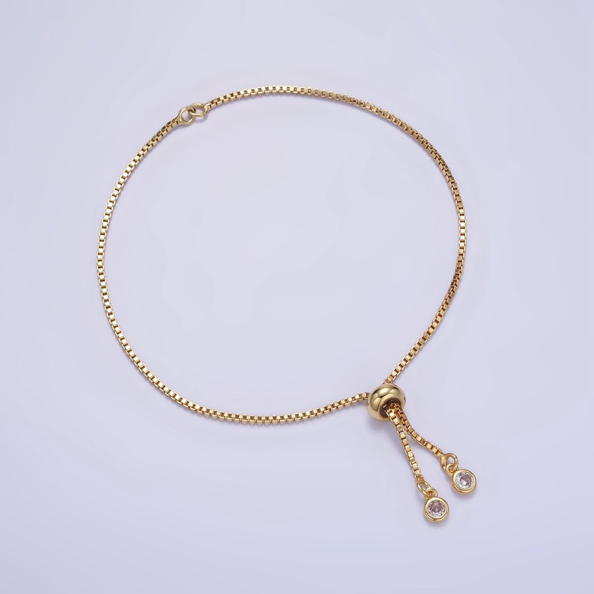 24K Gold Filled 5 Inch Box Chain Bracelet Slider Findings | L525