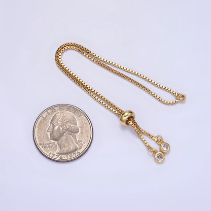 24K Gold Filled 5 Inch Box Chain Bracelet Slider Findings | L525