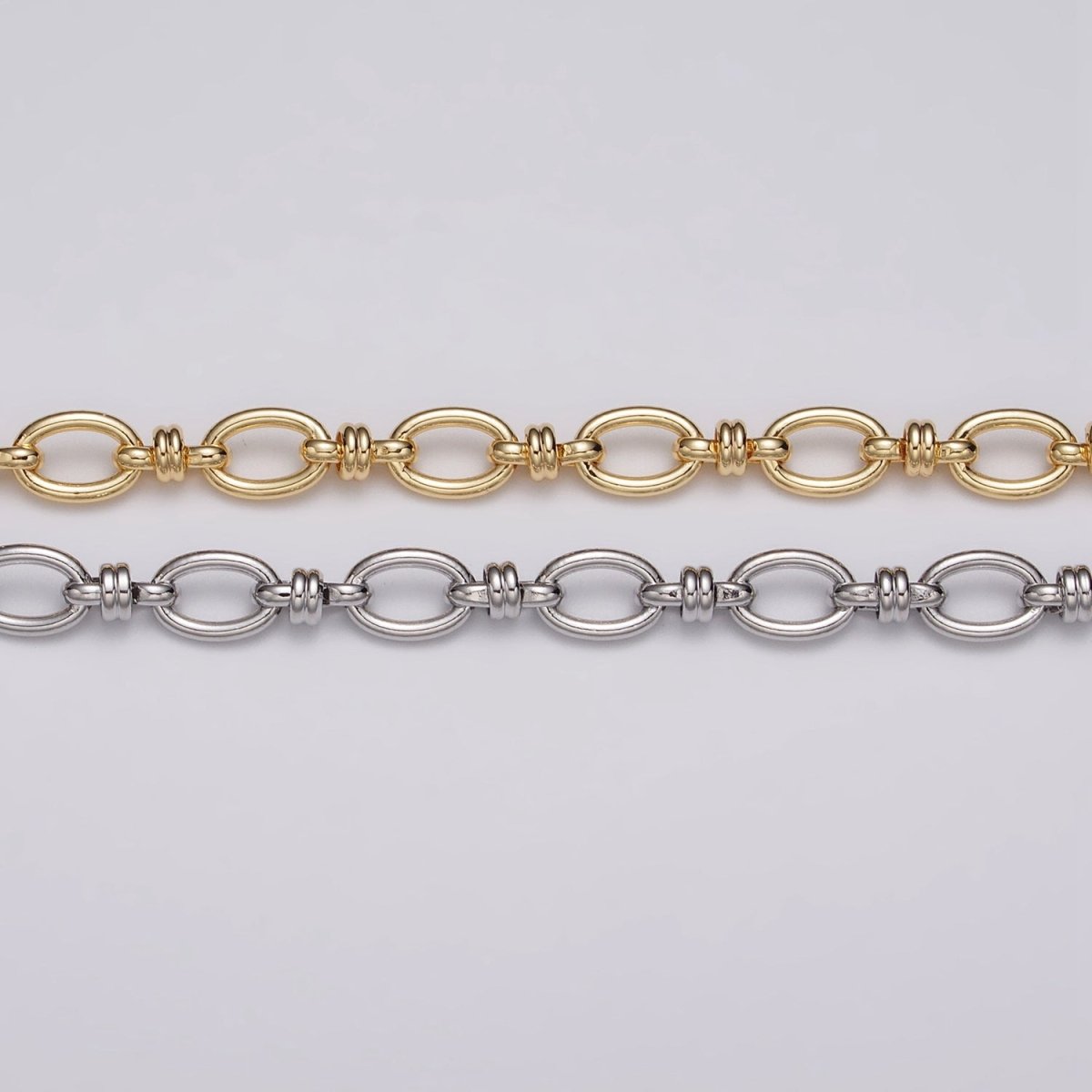 24k Gold Filled 6.5mm Figaro Long and Short Fancy Unfinished Unique Chain in Gold & Silver | ROLL-1141 ROLL-1142 Clearance Pricing