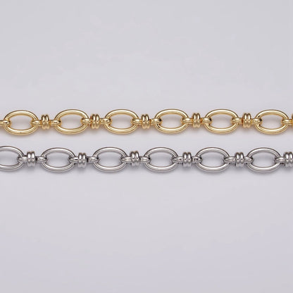 24k Gold Filled 6.5mm Figaro Long and Short Fancy Unfinished Unique Chain in Gold & Silver | ROLL-1141 ROLL-1142 Clearance Pricing