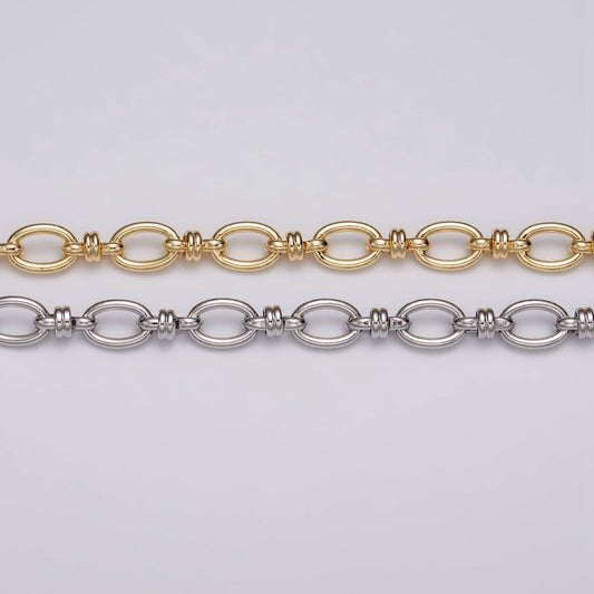 24k Gold Filled 6.5mm Figaro Long and Short Fancy Unfinished Unique Chain in Gold & Silver | ROLL-1141 ROLL-1142 Clearance Pricing