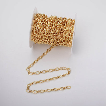 24k Gold Filled 6.5mm Figaro Long and Short Fancy Unfinished Unique Chain in Gold & Silver | ROLL-1141 ROLL-1142 Clearance Pricing