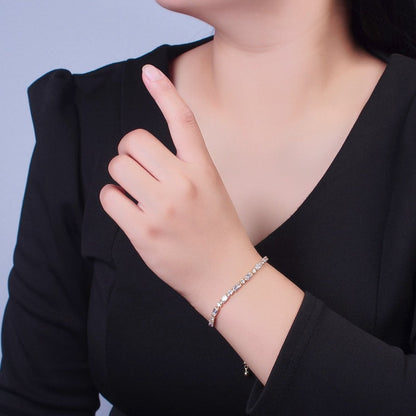 24K Gold Filled Clear Baguette Cubic Zirconia Adjustable Bracelet Chain | WA-1002