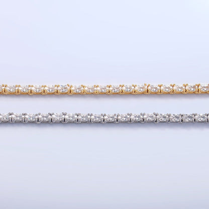 24K Gold Filled Clear Oval CZ Tennis Chain Bracelet in Gold & Silver | WA-3032 WA-3033