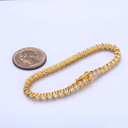 24K Gold Filled Curved S-Link Tennis Chain Bracelet in Gold & Silver | WA-3036 WA-3037