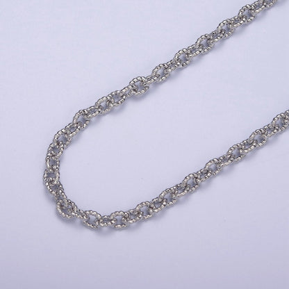 24K Gold Filled Textured Cable Chain, 6.5X5mm Unfinished Unique Chain in Gold & Silver For Jewelry Making | ROLL-668, ROLL-669 Clearance Pricing