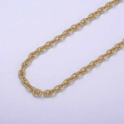 24K Gold Filled Textured Cable Chain, 6.5X5mm Unfinished Unique Chain in Gold & Silver For Jewelry Making | ROLL-668, ROLL-669 Clearance Pricing