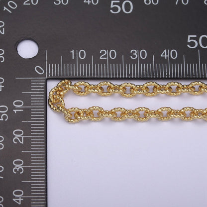 24K Gold Filled Textured Cable Chain, 6.5X5mm Unfinished Unique Chain in Gold & Silver For Jewelry Making | ROLL-668, ROLL-669 Clearance Pricing