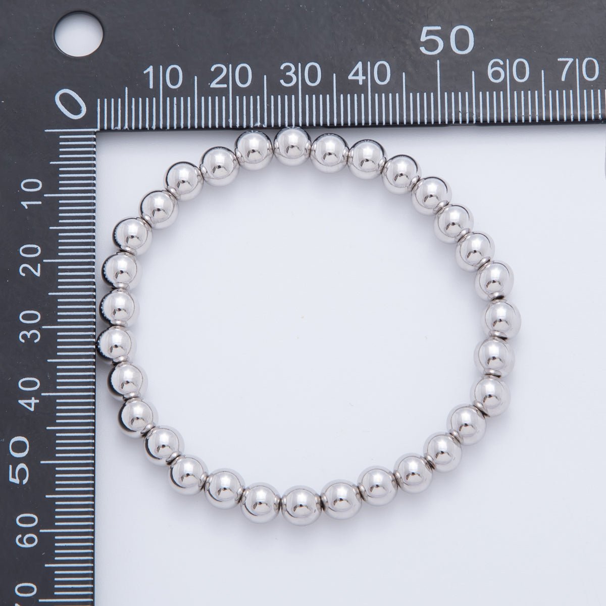 Silver 3mm, 4mm, 5mm, 6mm Minimalist Round Ball Stretch Bracelet | WA-01283
