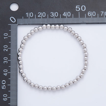 Silver 3mm, 4mm, 5mm, 6mm Minimalist Round Ball Stretch Bracelet | WA-01283